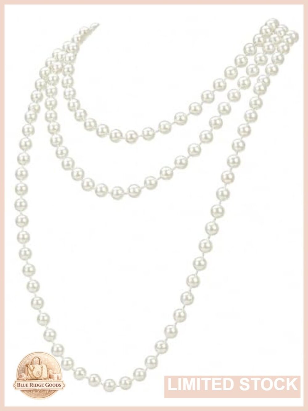 Long Faux Pearl Strand Necklace 1920s Flapper Costume Accessory